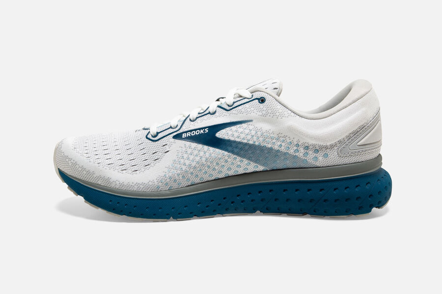 Brooks Glycerin 18 Road Running Shoes Mens - White/Blue - KSIWZ-6127